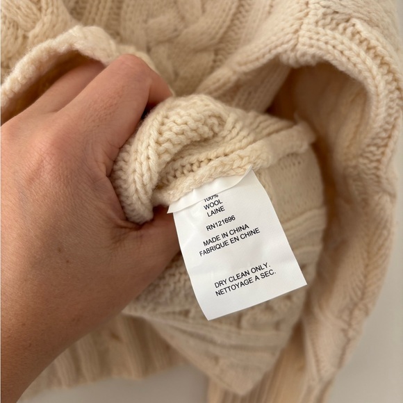 Demylee New York 100% Wool Cable Knit Cream Cable Knit Sweater Medium - Picture 8 of 8